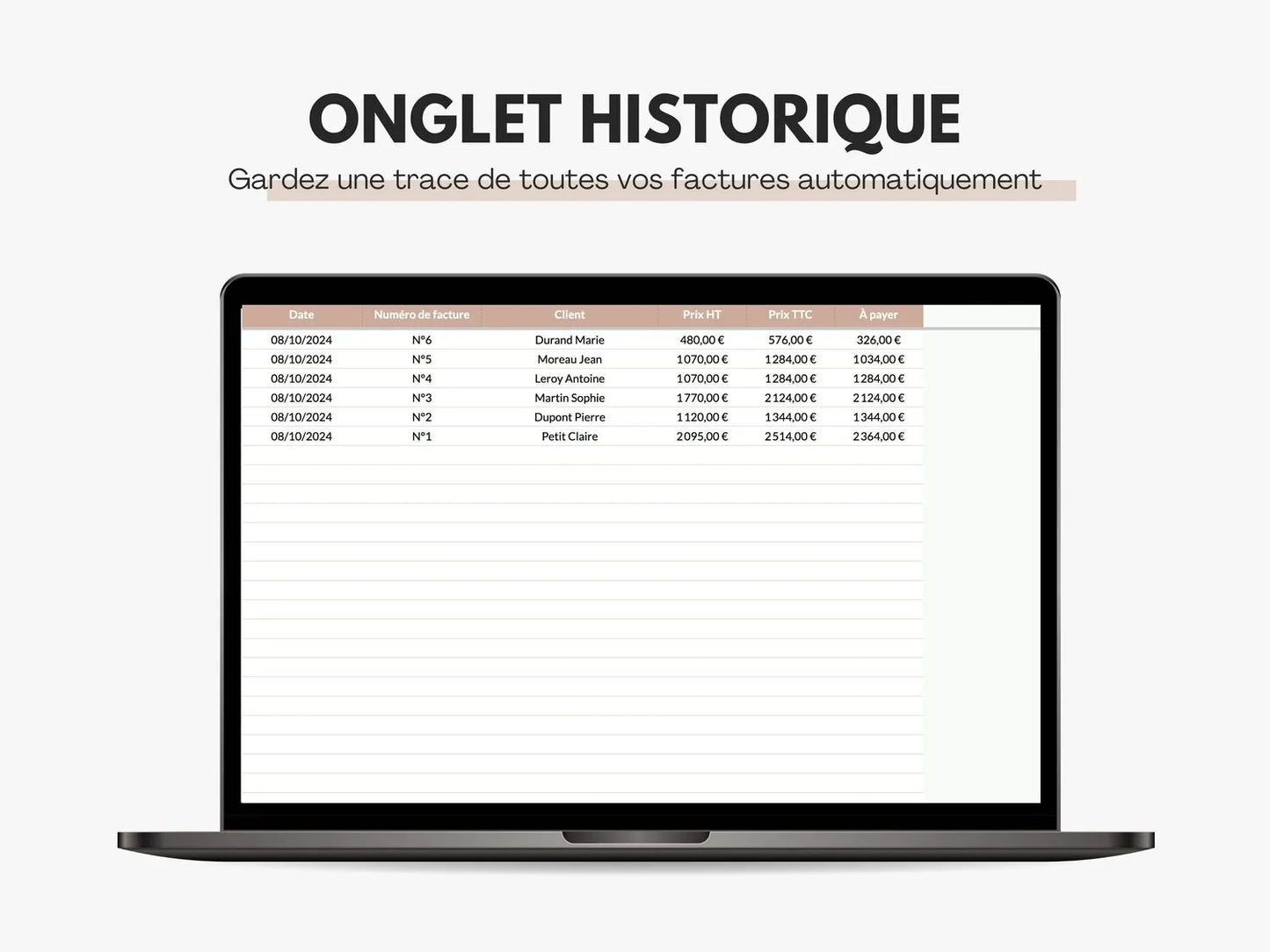 Suivi de facturation Excel et Google sheets