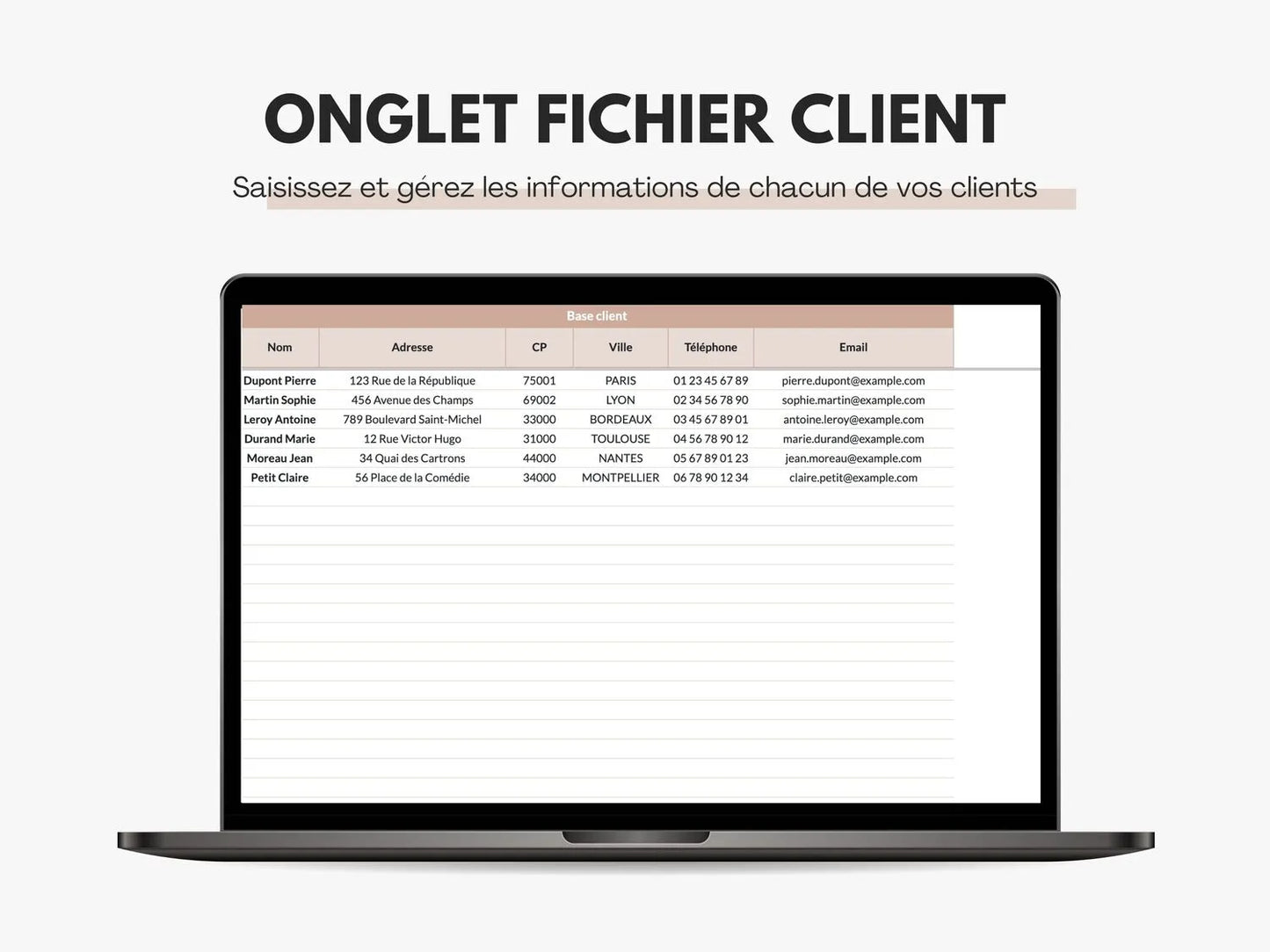 Suivi du fichier client Google sheets