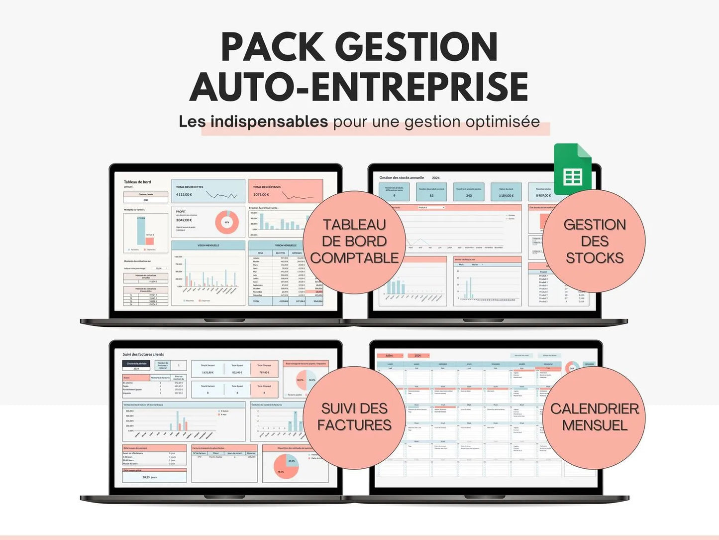 Pack gestion auto-entreprise Google sheets