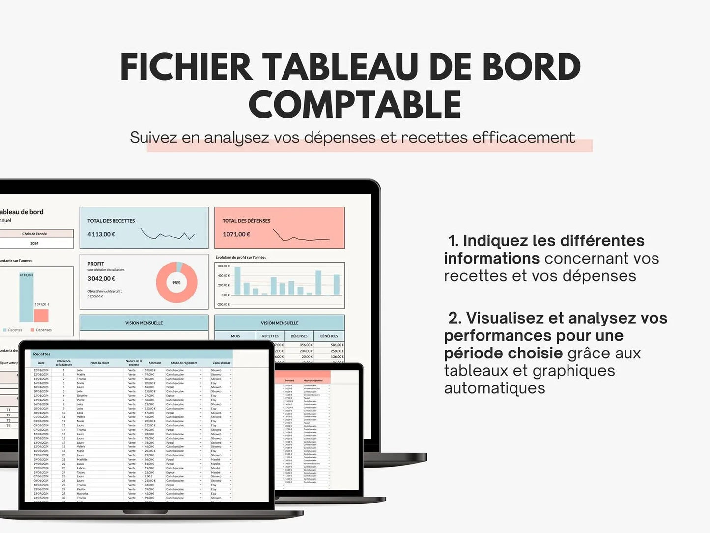 Tableau de bord comptable Google sheets