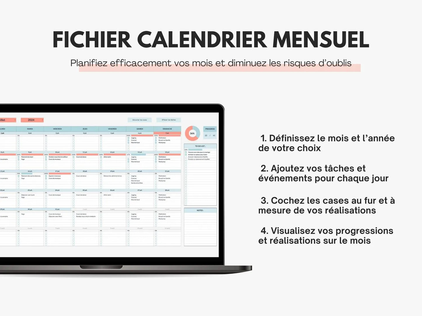 Calendrier mensuel sur Google sheets