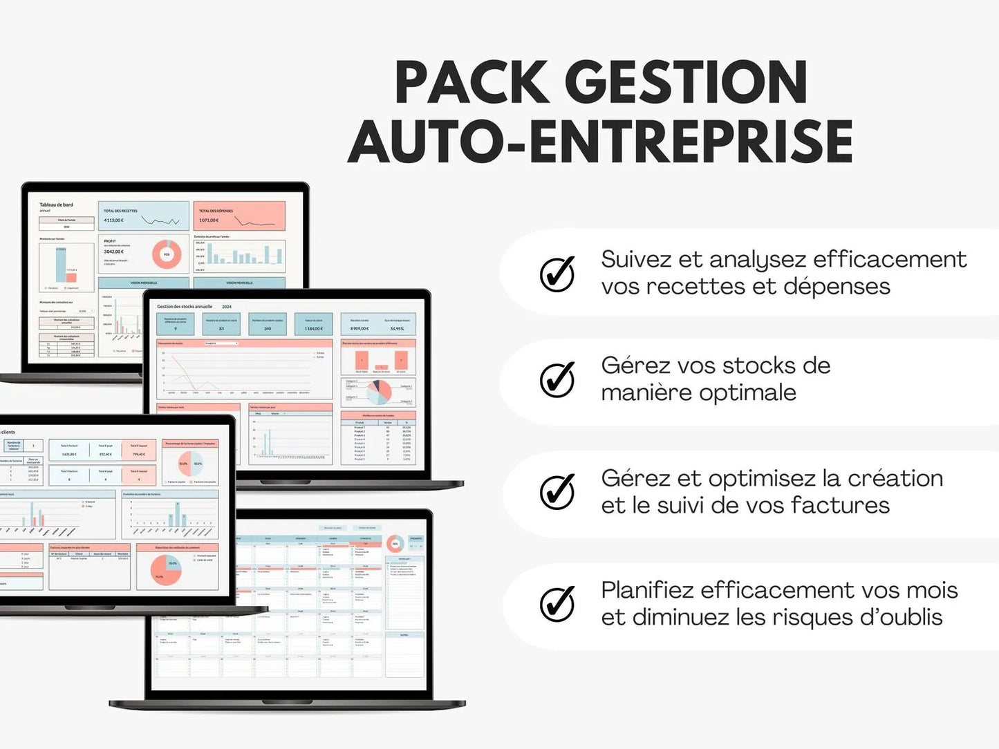 Pack gestion auto-entreprise Google sheets