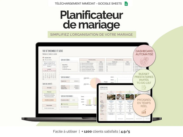 Planificateur de mariage Google sheets