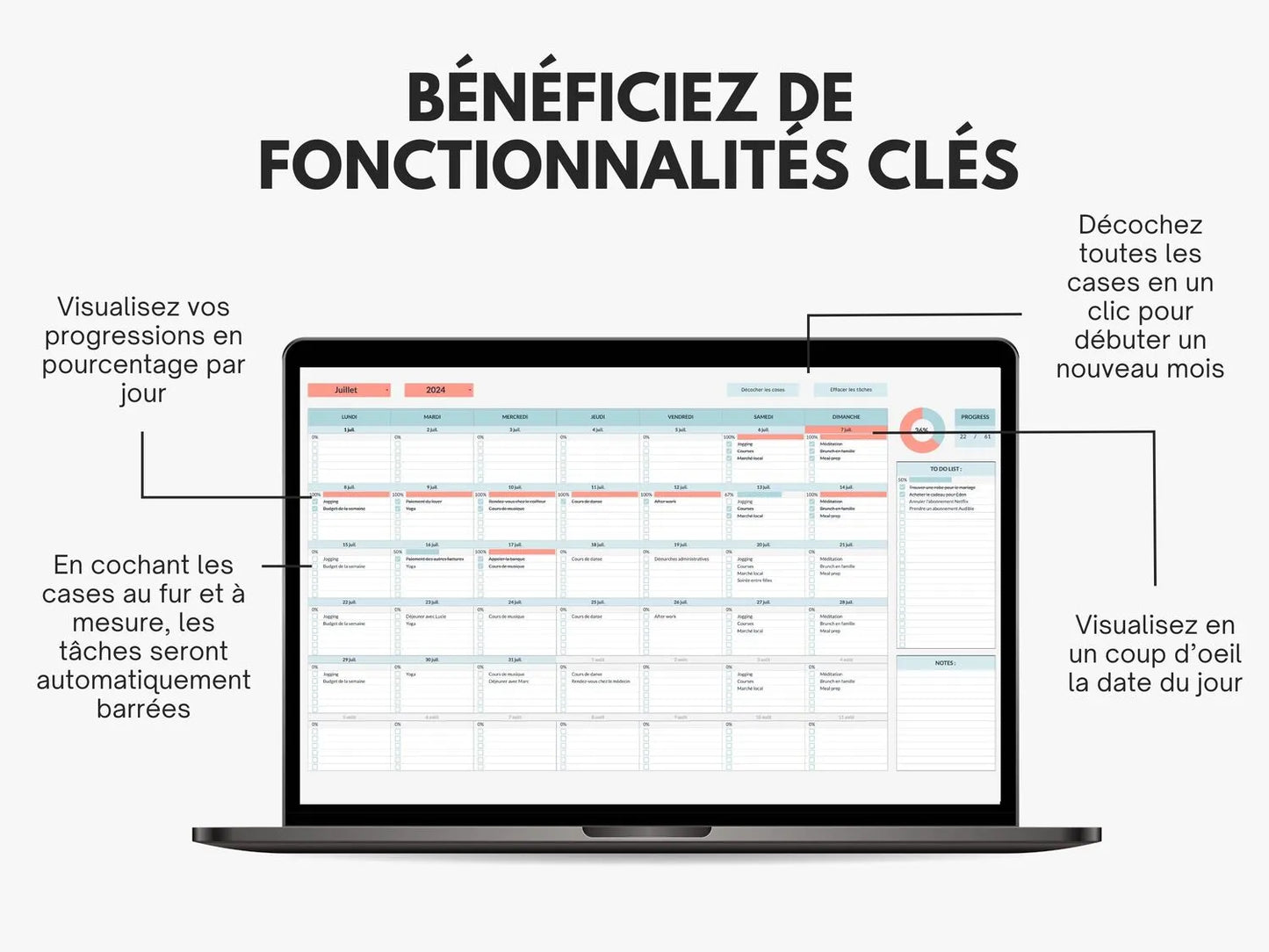 Planning et calendrier mensuel Google sheets