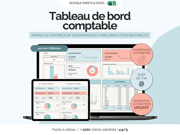 Tableau de bord comptable Ultimate | Suivi des recettes, dépenses et TVA