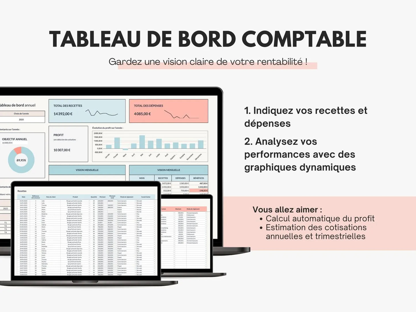 Tableau de bord comptable Google sheets