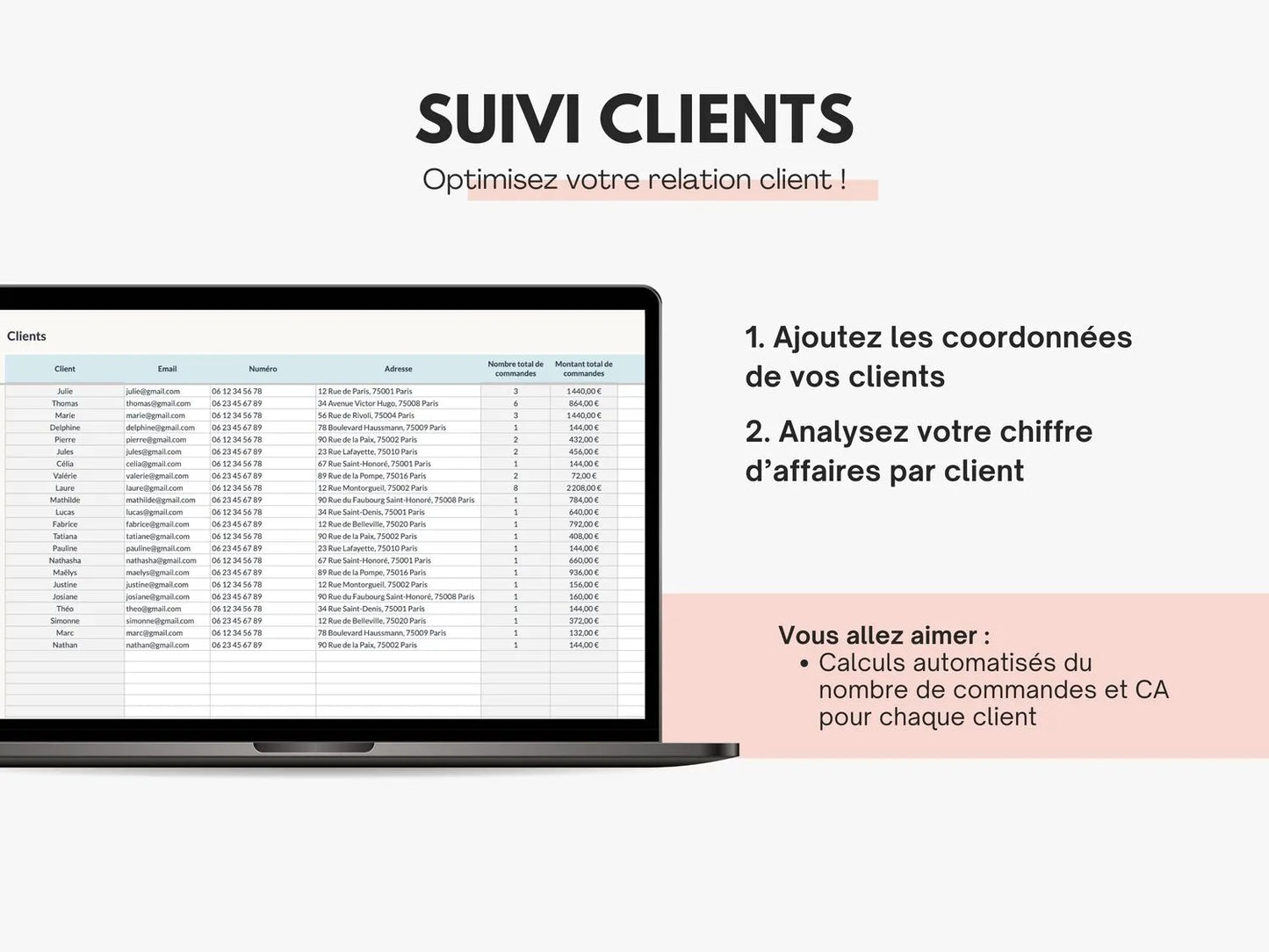 Suivi client sur Google sheets