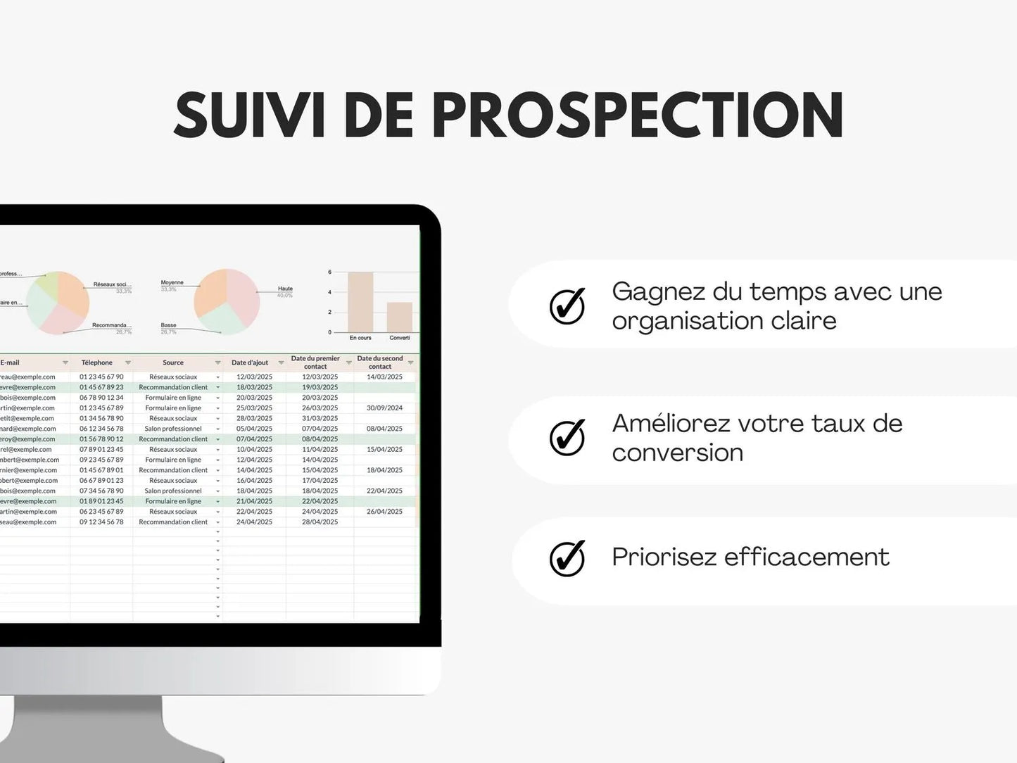 Tableau de bord prospection Google sheets