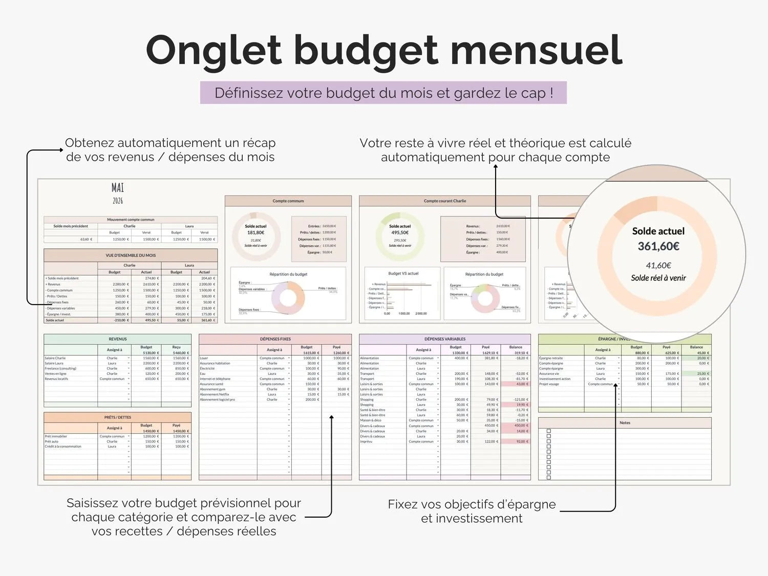 Onglet budget mensuel : définissez votre budget du mois et gardez le cap !
