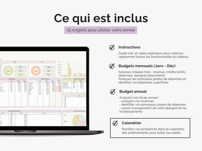 Ce qui est inclus dans le tableau budget mensuel annuel couple famille Google sheets