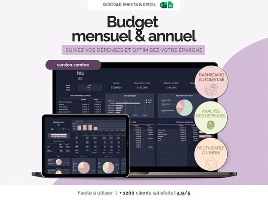Budget mensuel et annuel Excel Google sheets
