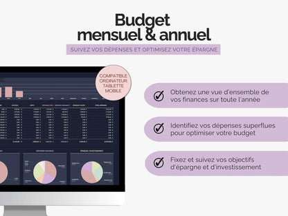 Avantages tableau budget mensuel et annuel Excel Google sheets