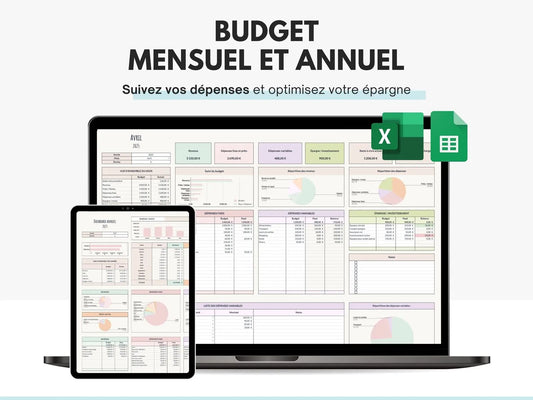 Tableau budget mensuel annuel Excel Google sheets