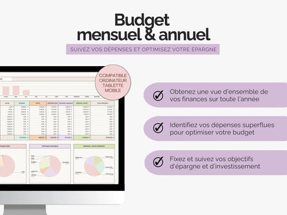 Tableau budget mensuel annuel Google sheets Excel : suivez vos dépenses et optimisez votre épargne