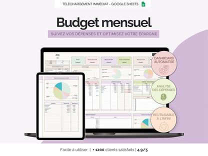 Tableau budget mensuel | Suivi des finances