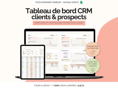 Tableau de bord CRM | Suivi des clients et prospects Google sheets