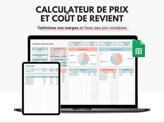 Calculateur de prix de vente et coût de revient Google sheets