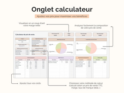 Calculateur de prix de vente : ajoutez vos coûts de production, main d'oeuvre etc.. pour découvrir votre coût de revient et ainsi définir votre prix de vente