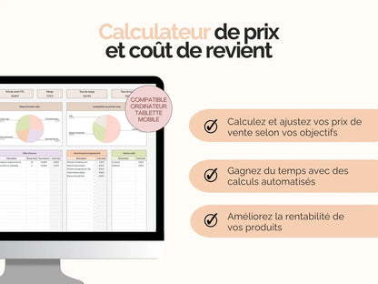 Avantages calculateur de prix et vente et coût de revient Google sheets