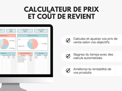 Calculateur de prix de vente et coût de revient Google sheets