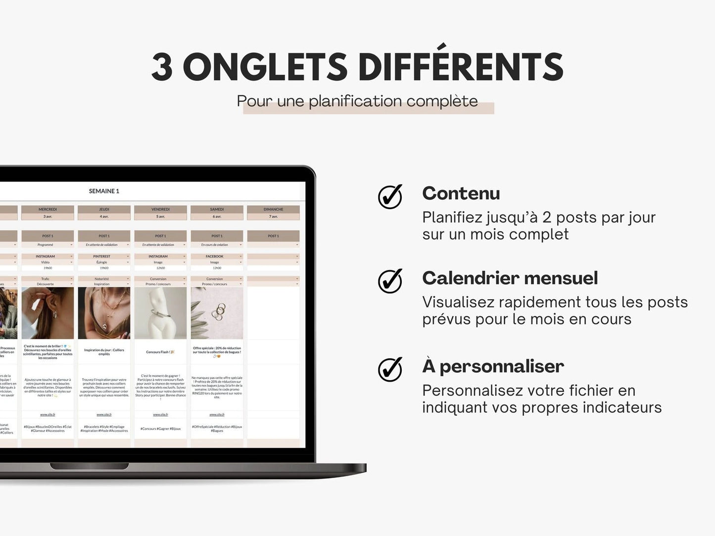 Calendrier éditorial social media Google sheets
