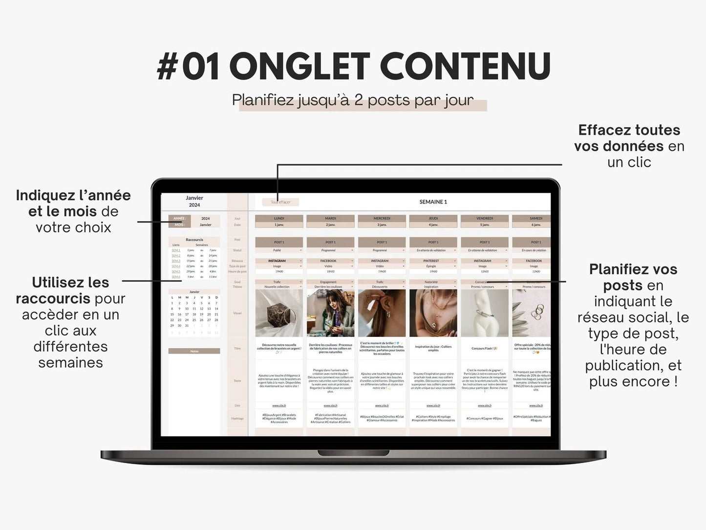 Planification de contenu calendrier éditorial social media Google sheets