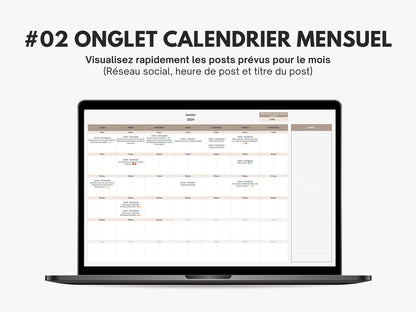 Calendrier éditorial mensuel social media Google sheets