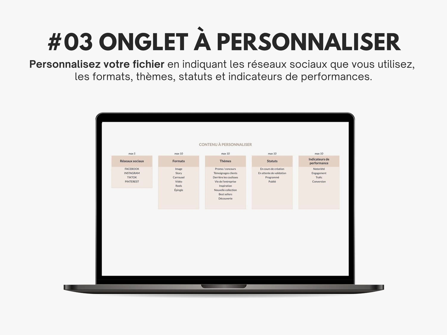 Personnalisez votre calendrier éditorial social media Google sheets