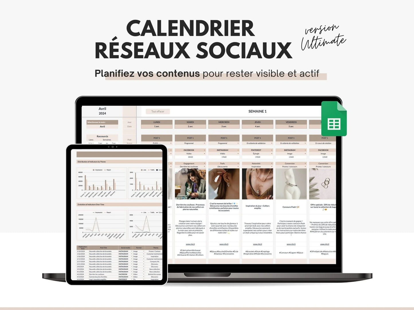 Modèle calendrier éditorial socia media | Google Sheets – Ultimate Girl ...