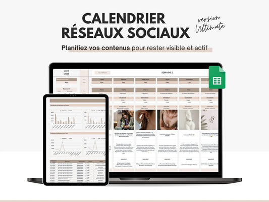 Calendrier éditorial social media Google sheets