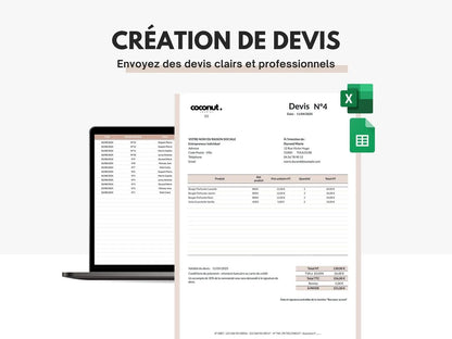 Devis pour auto entrepreneurs sur Google sheets et Excel