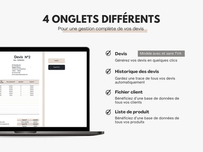 Devis pour auto entrepreneurs sur Google sheets et Excel