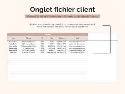 Onglet fichier client : centralisez les informations de chacun de vos prospects/clients
