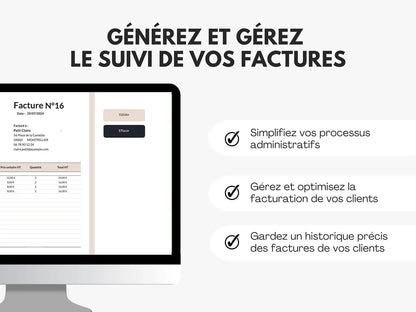 Facture client pour auto entrepreneurs sur Google sheets et Excel