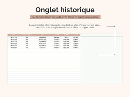 Onglet historique : gardez une trace de toutes vos factures automatiquement