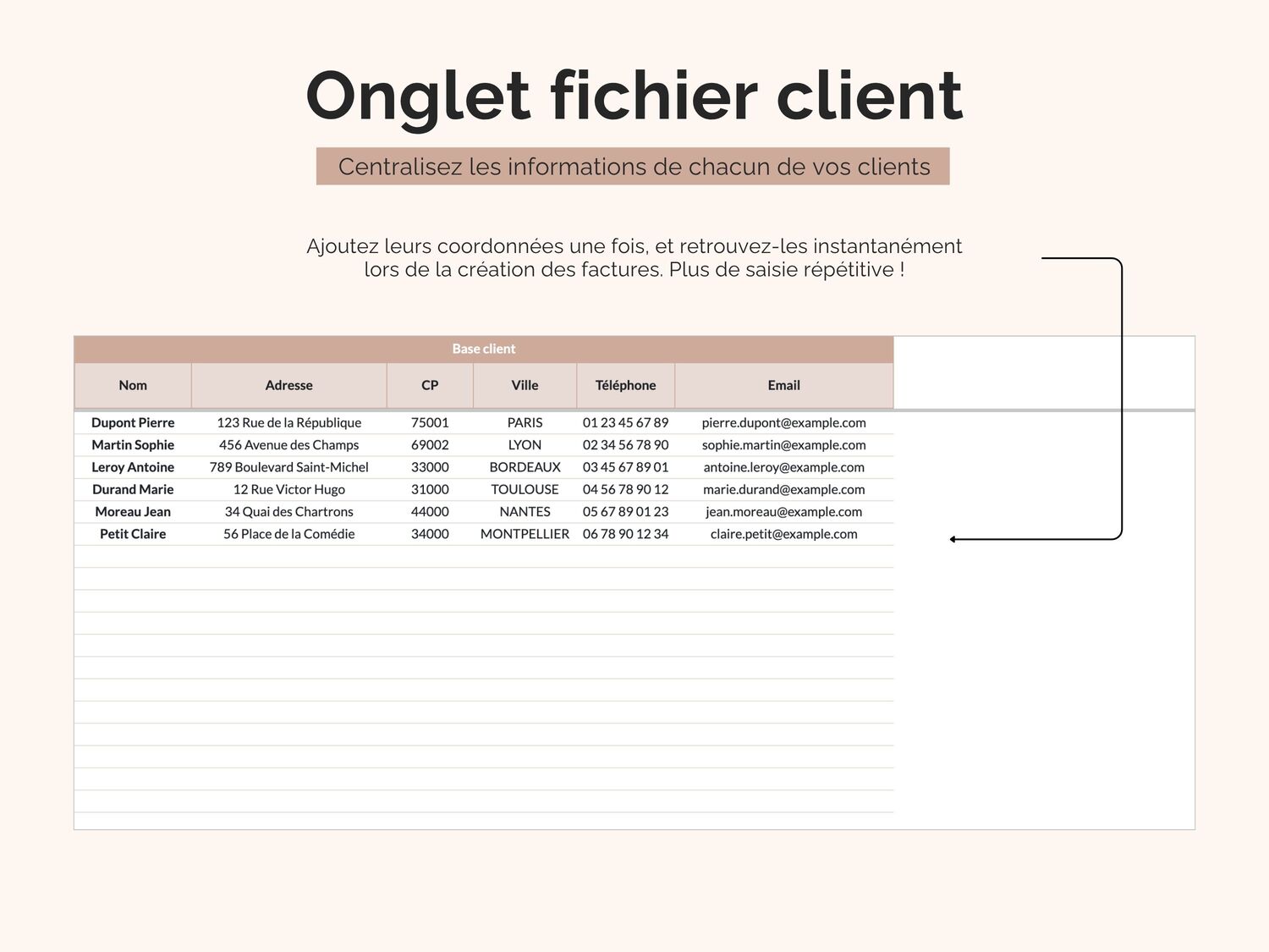 Onglet fichier client : centralisez les informations de chacun de vos clients