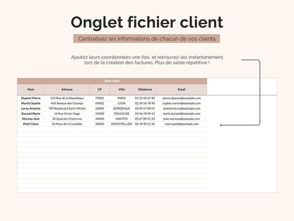 Onglet fichier client : centralisez les informations de chacun de vos clients