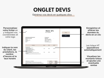 Devis prestation de services Excel Google sheets