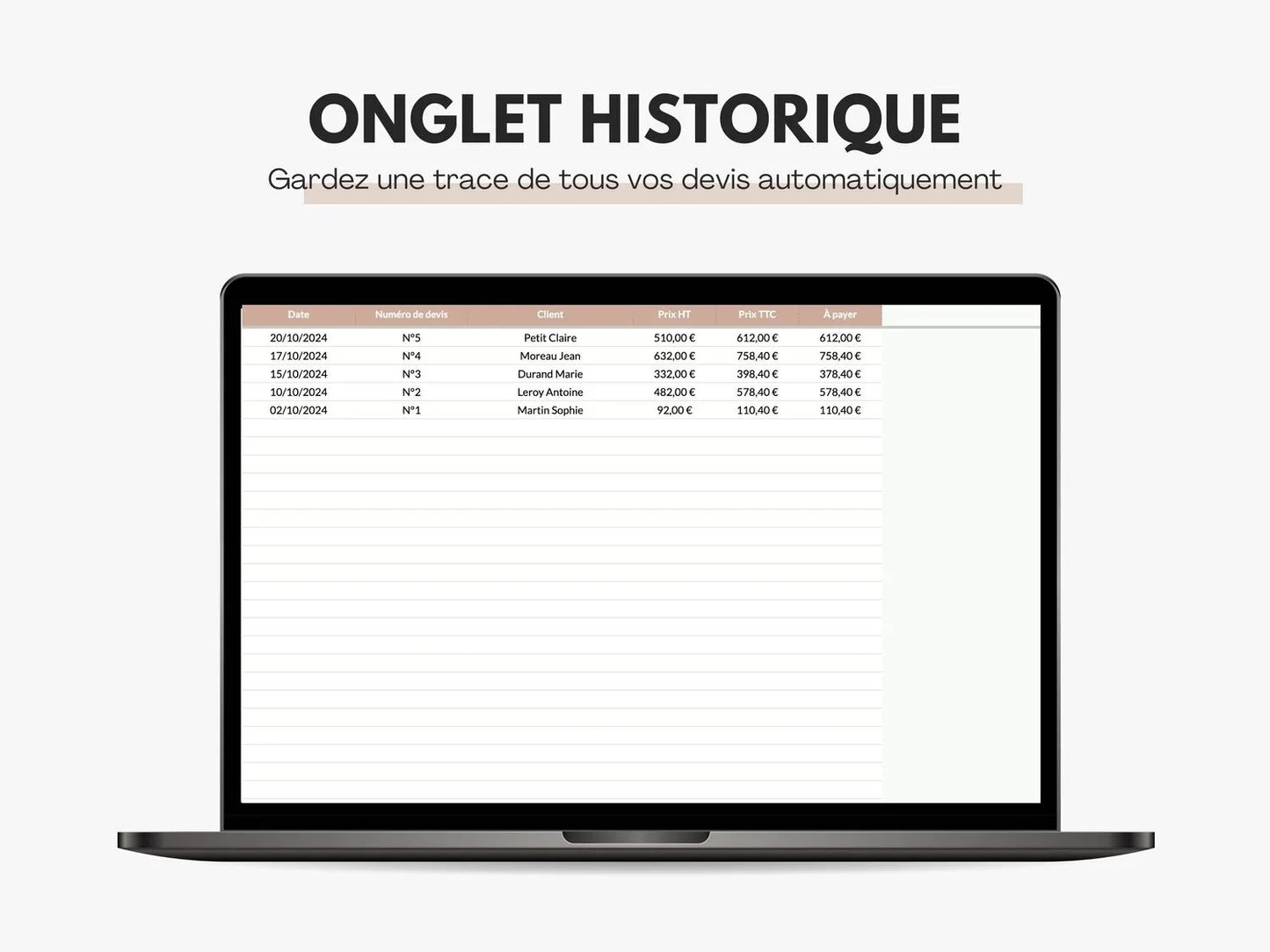 Suivi des devis Google sheets