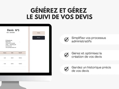 Devis prestation de services Excel Google sheets