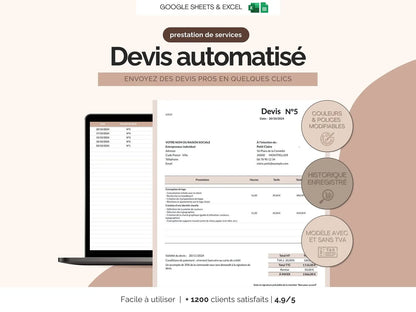 Devis prestation de services pour auto-entrepreneur