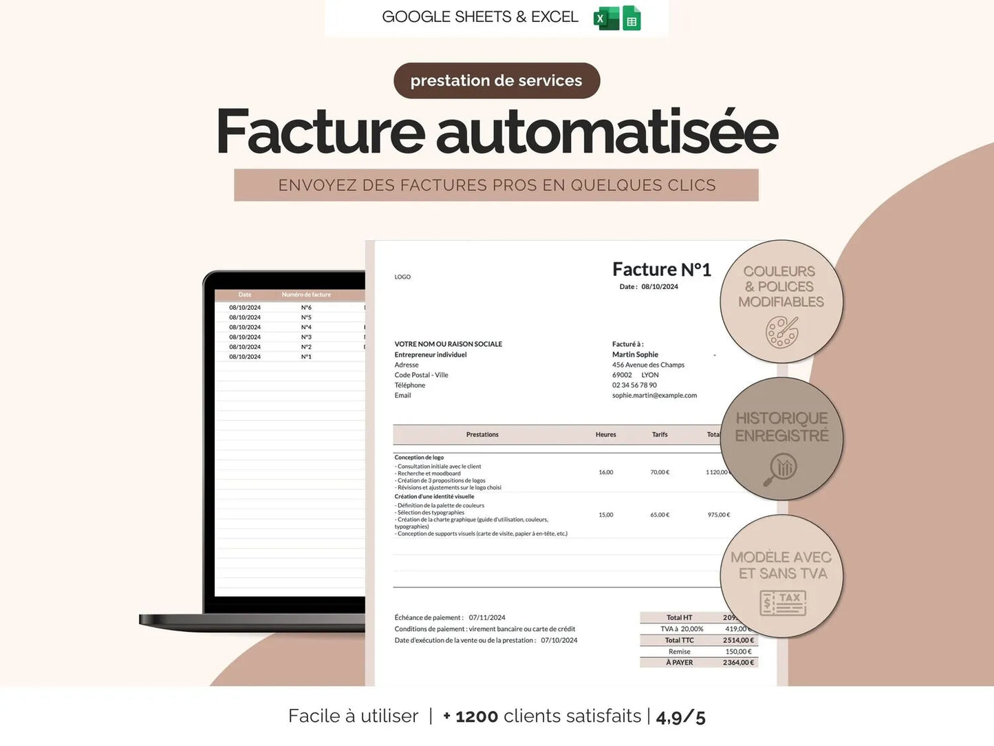 Facture prestation de services pour auto-entrepreneur