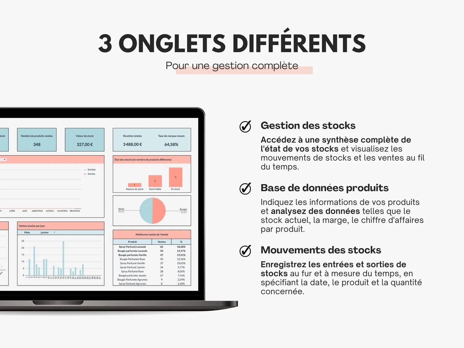 Tableau gestion des stocks sur Excel et Google sheets