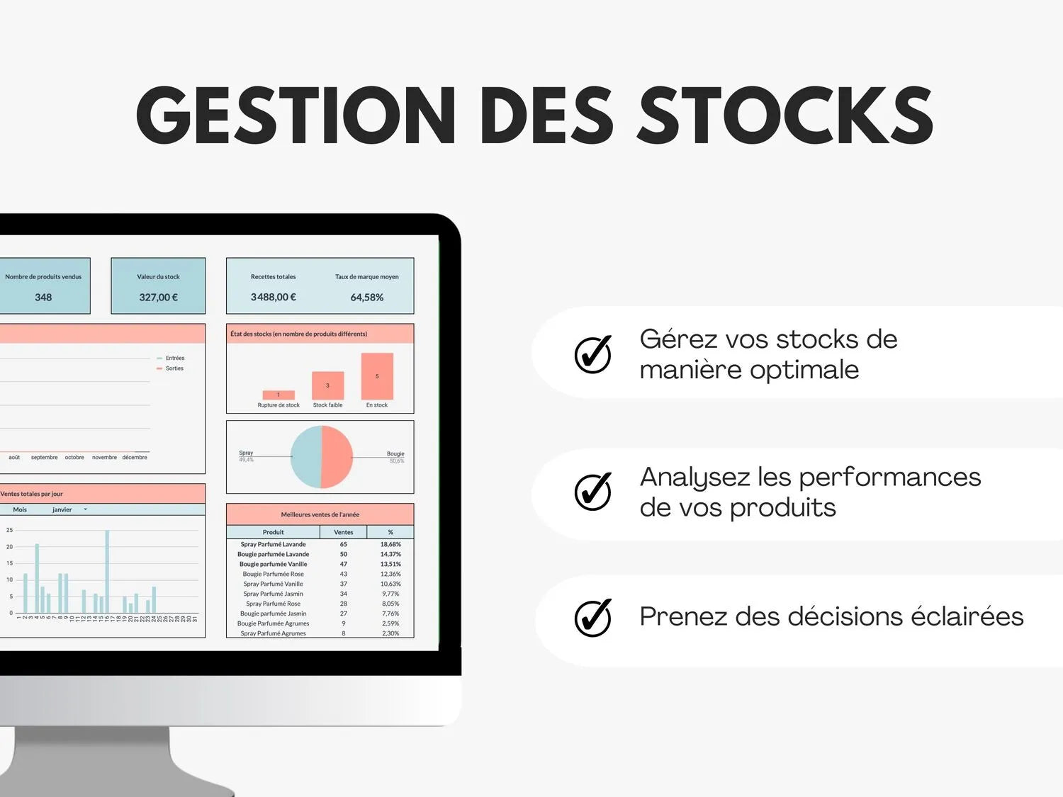 Tableau gestion des stocks sur Excel et Google sheets