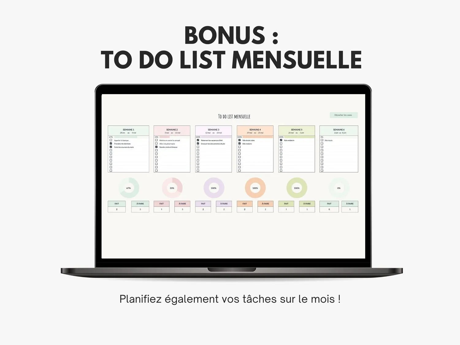 To do list mensuelle Google sheets