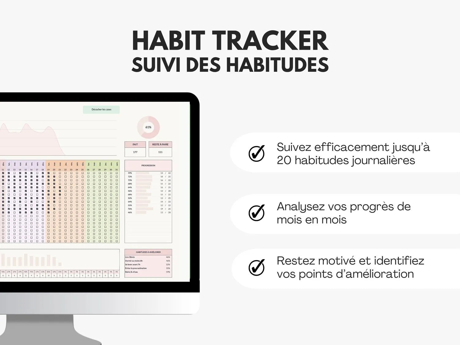 Habit tracker Google sheets - suivi des habitudes