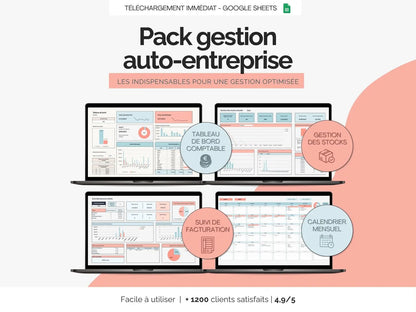 Pack gestion auto-entreprise | Tableau de bord gestion