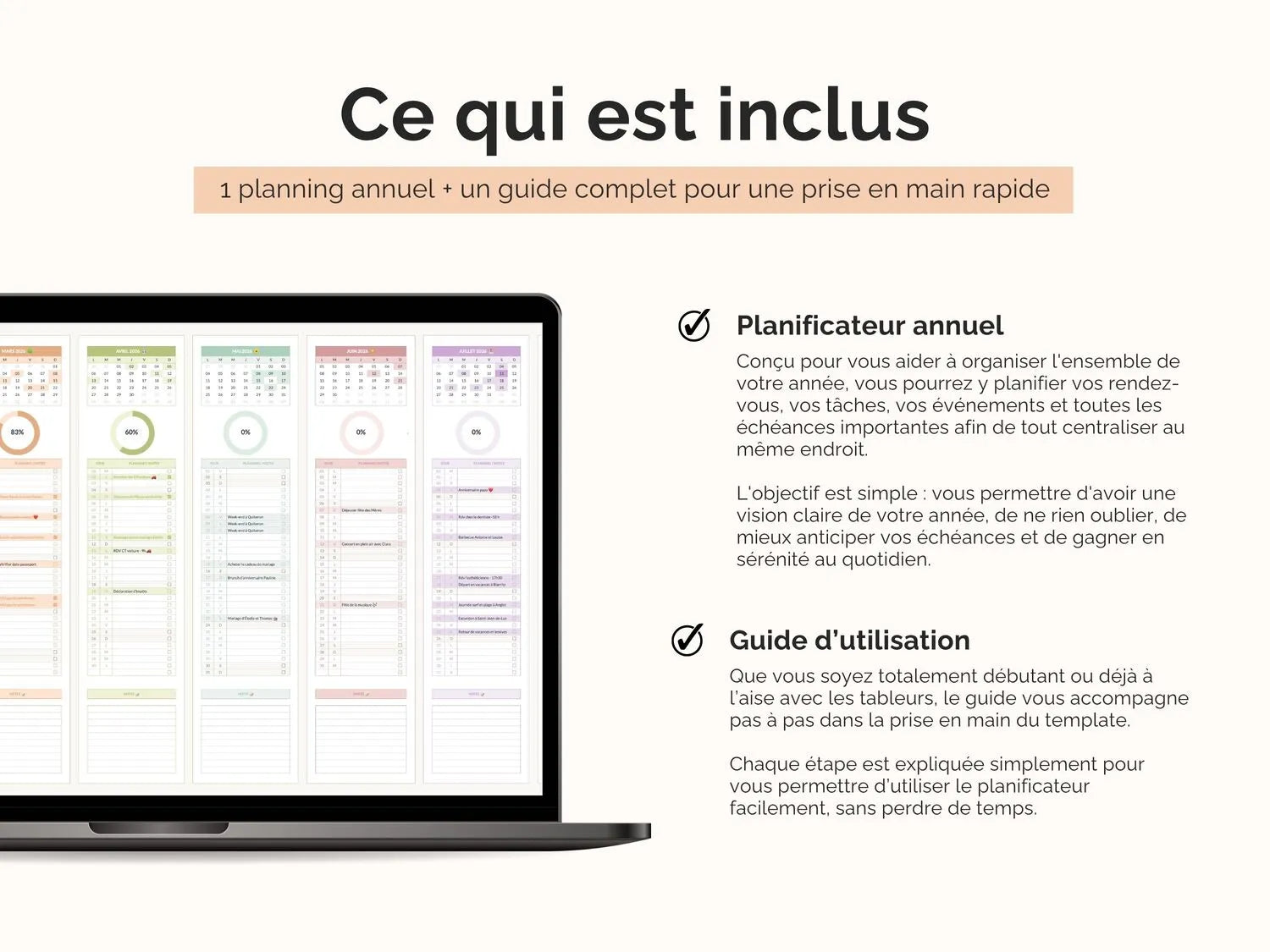 Conçu pour vous aider à organiser l'ensemble de votre année, vous pourrez y planifier vos rendez-vous, vos tâches, vos événements et toutes les échéances importantes afin de tout centraliser au même endroit.

L'objectif est simple : vous permettre d'avoir une vision claire de votre année, de ne rien oublier, de mieux anticiper vos échéances et de gagner en sérénité au quotidien.