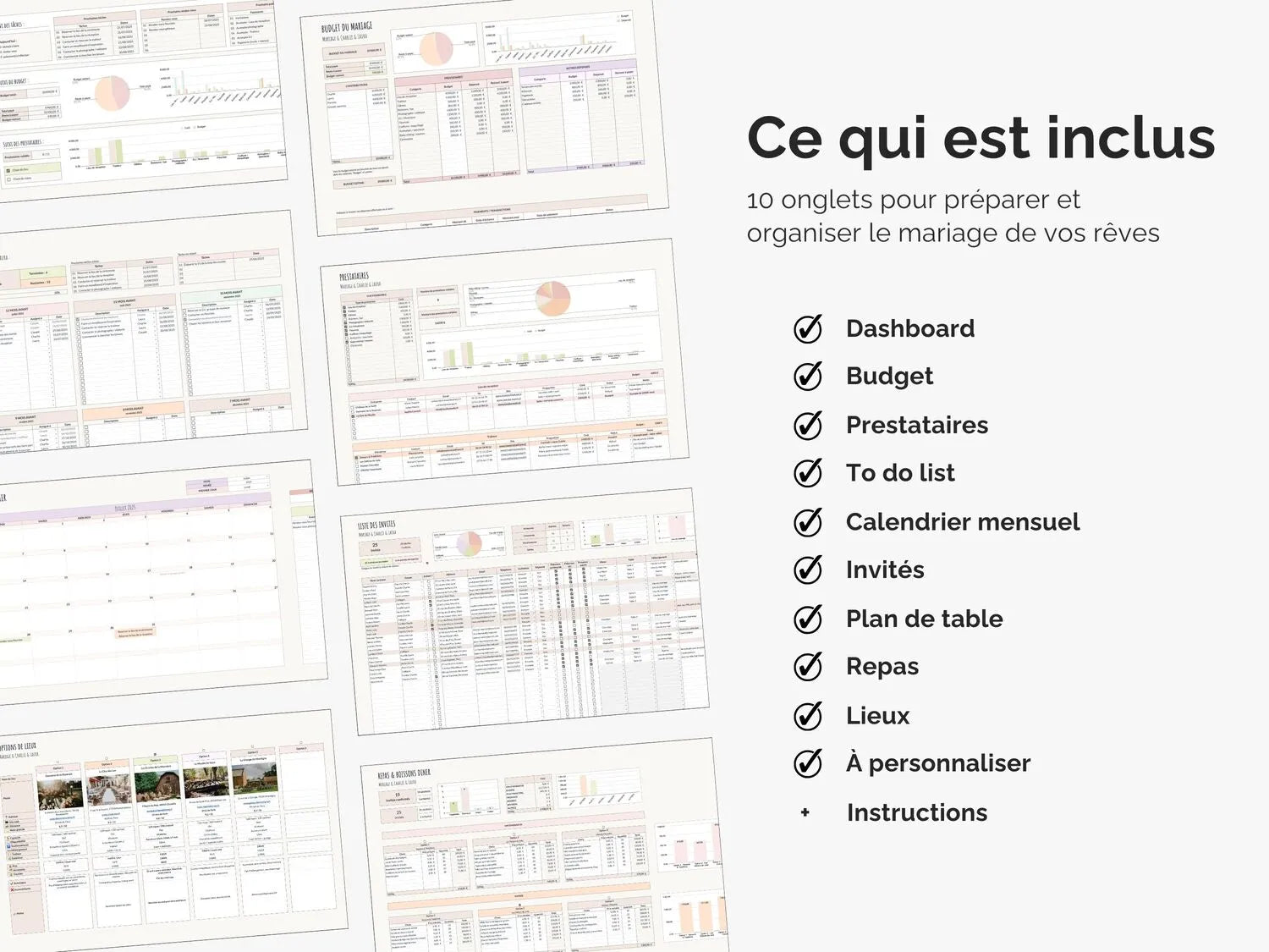 10 onglets complets pour organiser son mariage avec Google sheets