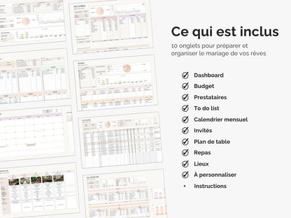 10 onglets complets pour organiser son mariage avec Google sheets